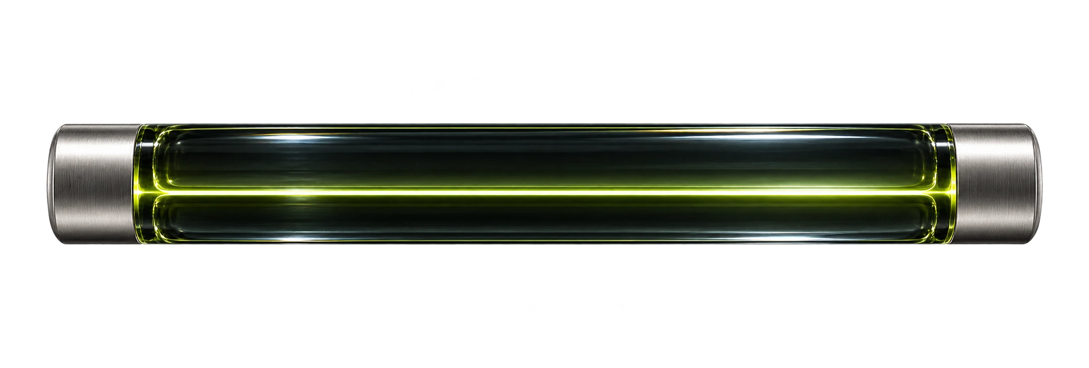 A glass and silver optical relay with an acid light seam rests diagonally across the dark scene.